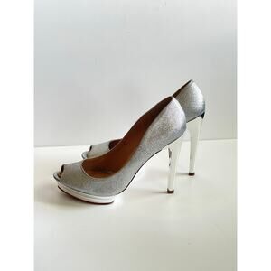 BCBGMAXAZRIA Womens Silver Glitter Party heels US 7.5